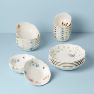 Garden Floral Porcelain Bowl Set, 24-Piece