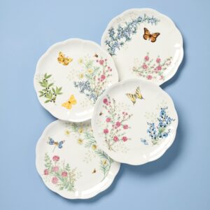 Botanical Herb Scalloped Dinner Plates, Set of 4